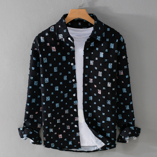 Katoenen herenoverhemd van denim met uniek design