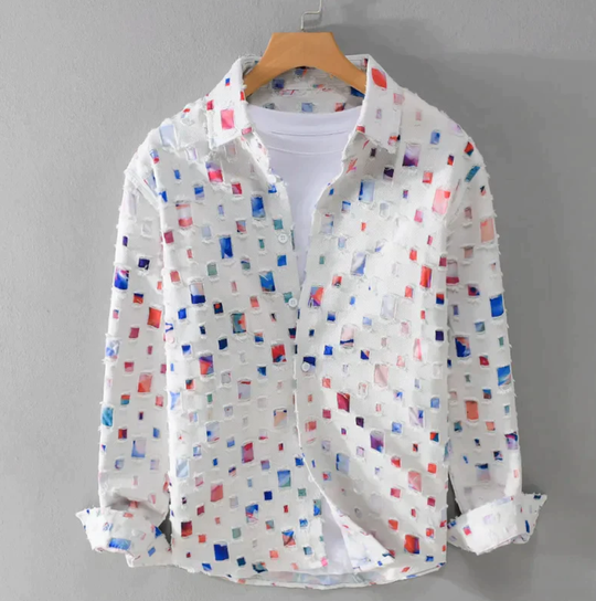 Katoenen herenoverhemd van denim met uniek design