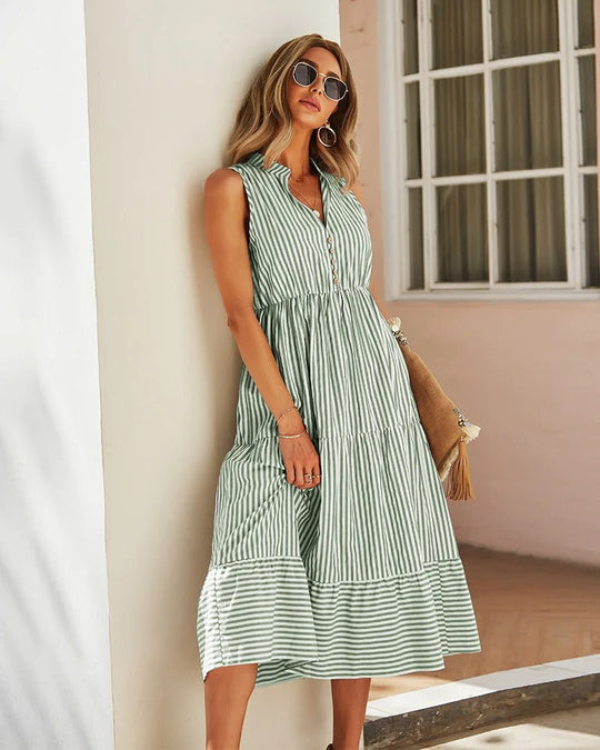 Charlotte | Gestreepte elegante zomerjurk